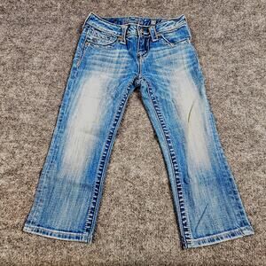 Miss Me Capri Jeans Girls Size 14 Studded Rhinestone 5 Pocket Med Wash
